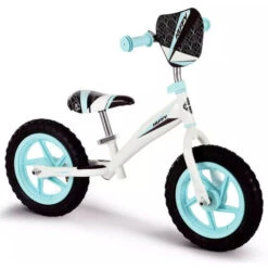 Huffy Kids Balance Bike White Blue 18 Months + Real Tyres