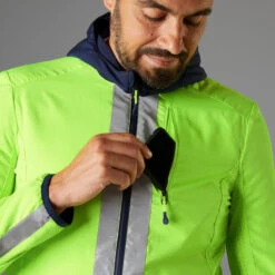 BTWIN Men's Warm Reversible Cycling Jacket - Blue/Hi -RideGear Shop k25a32521f6d4d445ea3d829631d26b6b