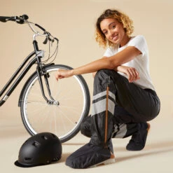 BTWIN Women's City Cycling Rain Overtrousers With Built-In Overshoes 540 -RideGear Shop k87b0cd95b1f4ca1da3fcd836b70783a7